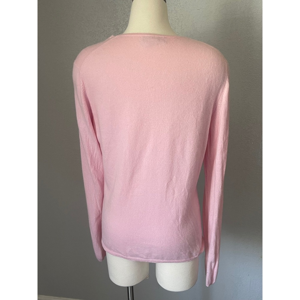 Mc Duff Womens Pink 100% Cashmere Cardigan Sweater Crew Neck Long Sleeve Large - Picture 3 of 4